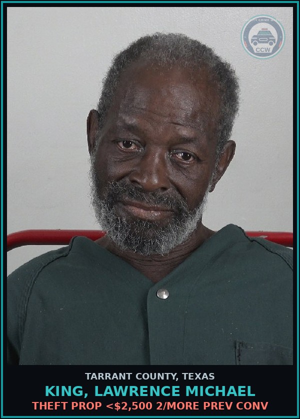 Booking mugshot of King, Lawrence Michael in Tarrant County