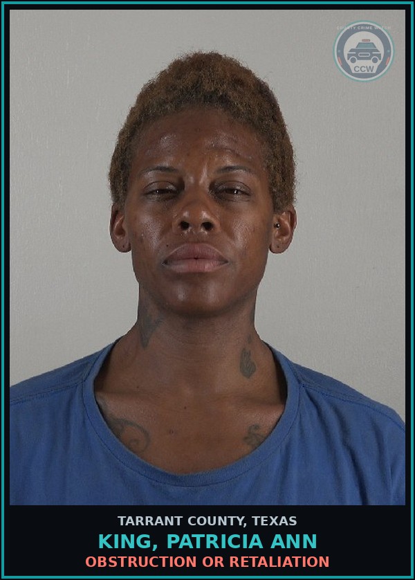 Booking mugshot of King, Patricia Ann in Tarrant County