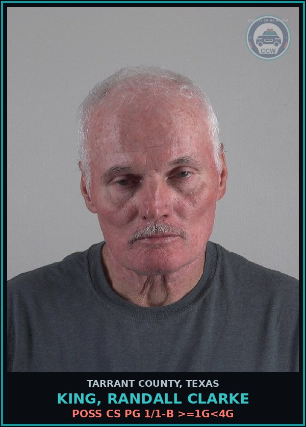 Booking mugshot of King, Randall Clarke in Tarrant County
