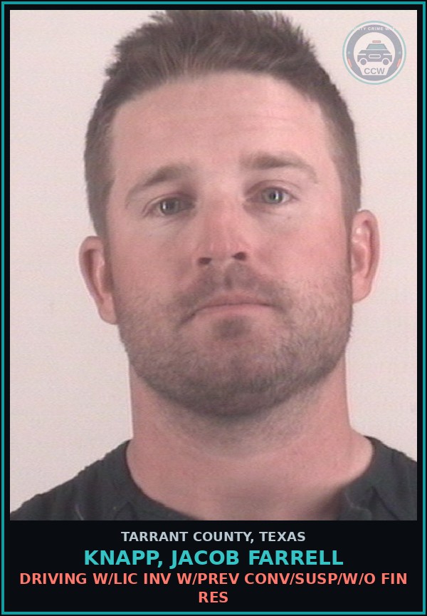 Booking mugshot of Knapp, Jacob Farrell in Tarrant County