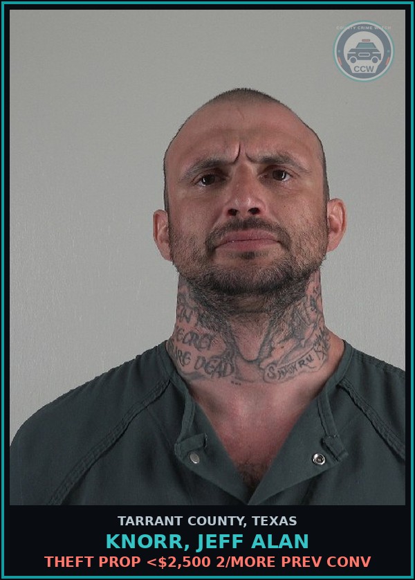 Booking mugshot of Knorr, Jeff Alan in Tarrant County