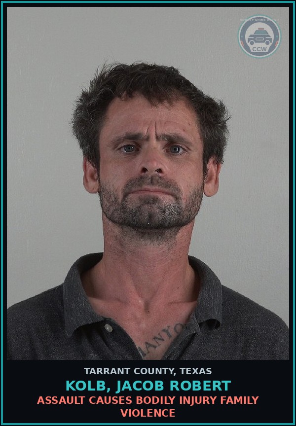 Booking mugshot of Kolb, Jacob Robert in Tarrant County