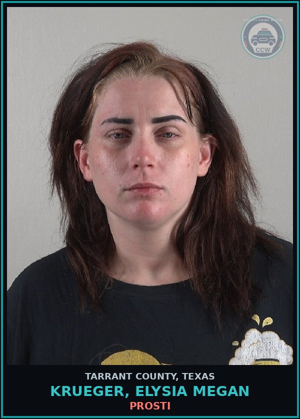 Booking mugshot of Krueger, Elysia Megan in Tarrant County