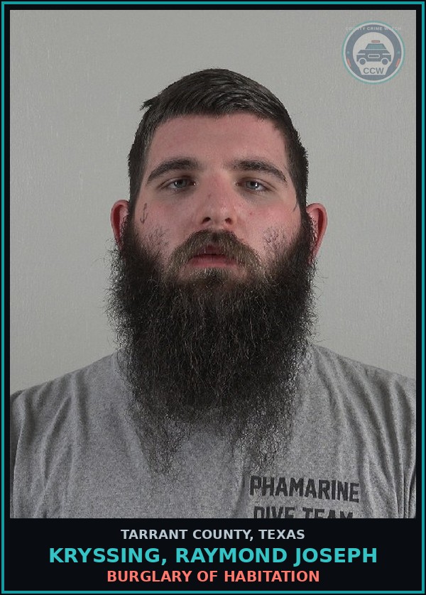 Booking mugshot of Kryssing, Raymond Joseph in Tarrant County