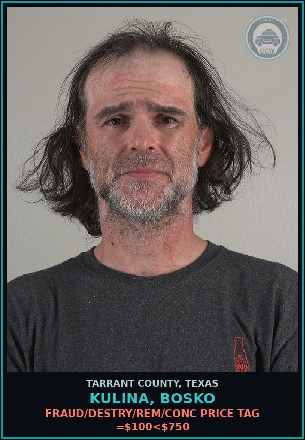 Booking mugshot of Kulina, Bosko in Tarrant County