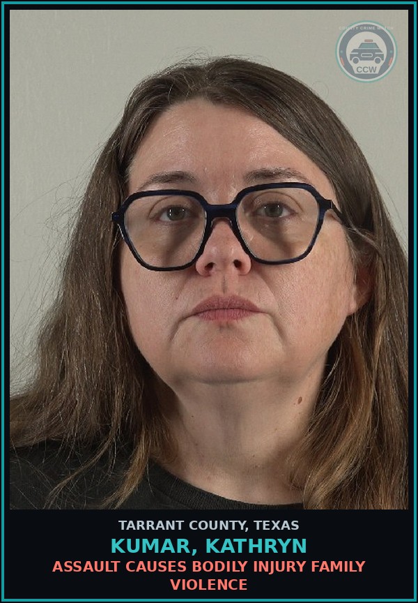 Booking mugshot of Kumar, Kathryn in Tarrant County