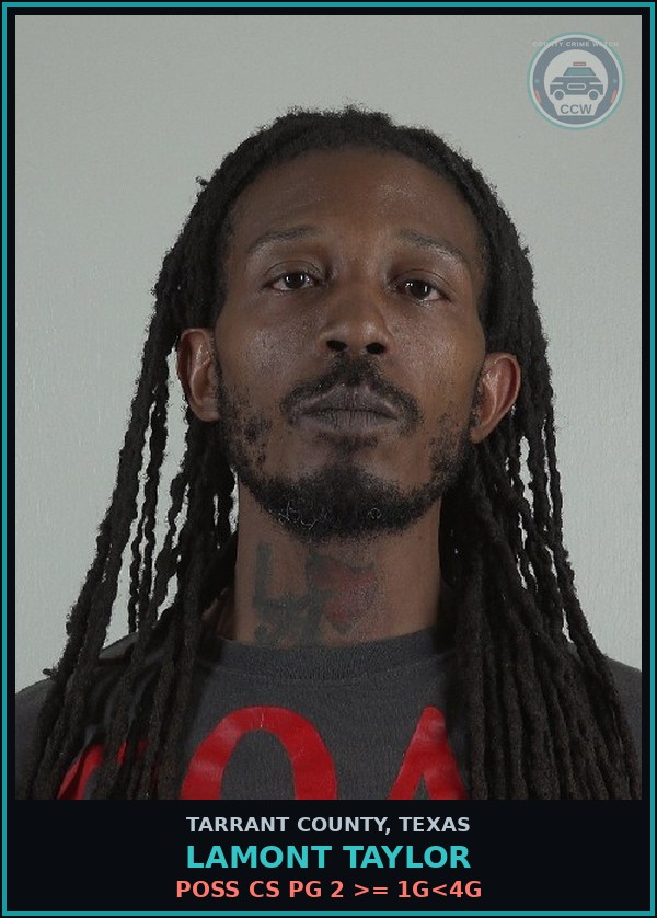 Booking mugshot of Lamont Taylor in Tarrant County