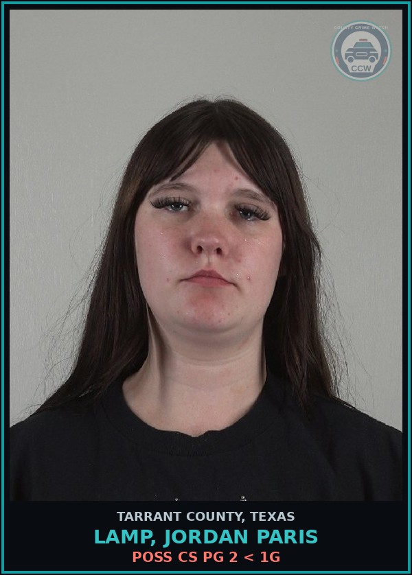 Booking mugshot of Lamp, Jordan Paris in Tarrant County