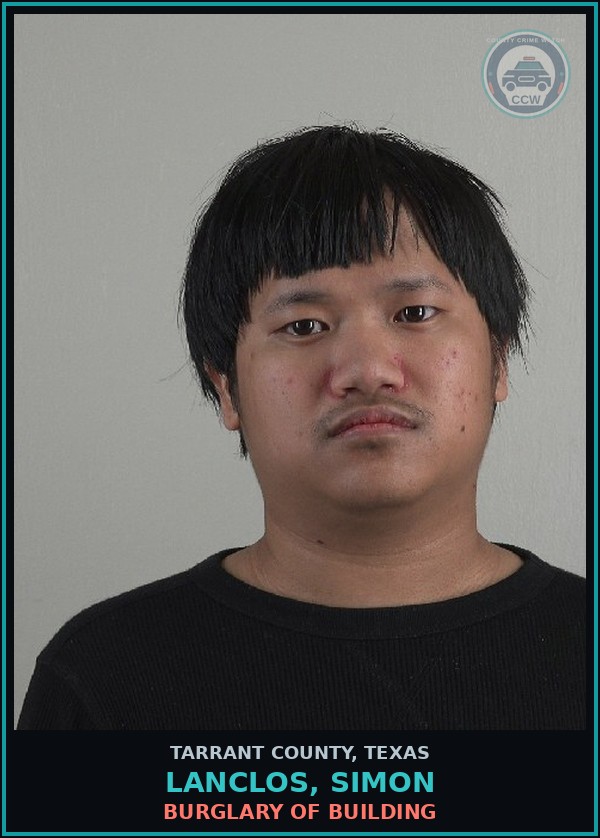Booking mugshot of Lanclos, Simon in Tarrant County