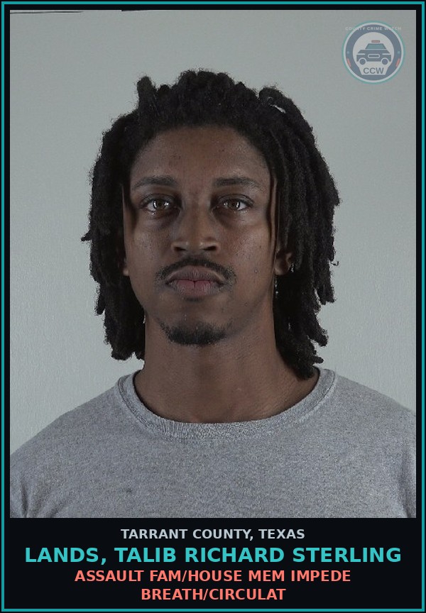 Booking mugshot of Lands, Talib Richard Sterling in Tarrant County