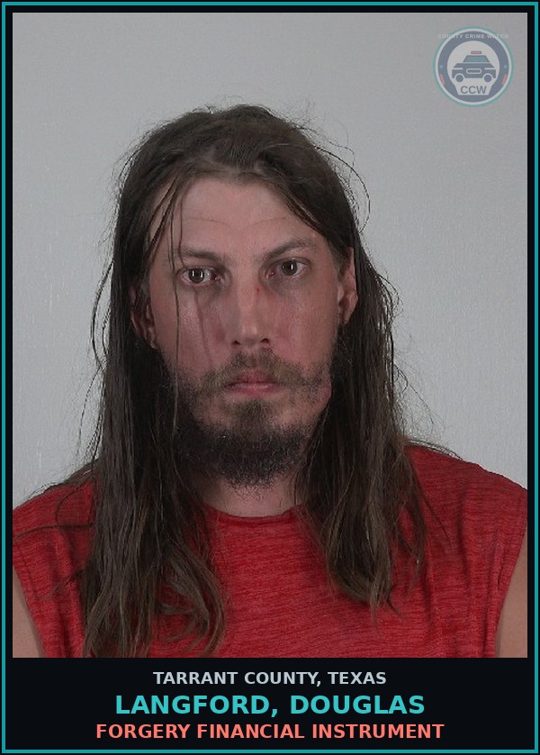 Booking mugshot of Langford, Douglas in Tarrant County