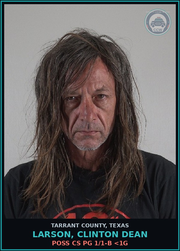 Booking mugshot of Larson, Clinton Dean in Tarrant County