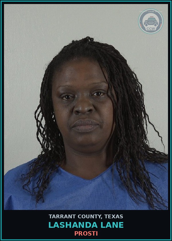 Booking mugshot of Lashanda Lane in Tarrant County