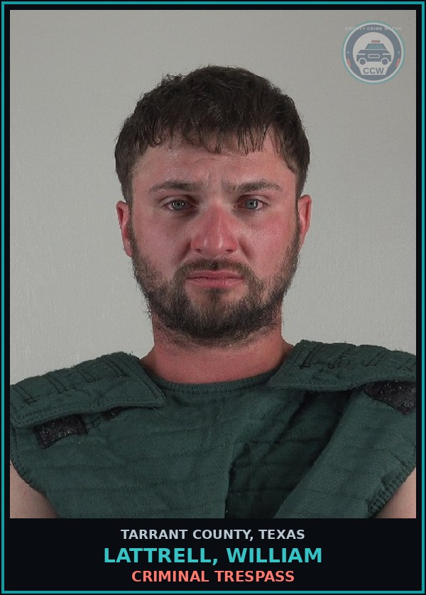 Booking mugshot of Lattrell, William in Tarrant County