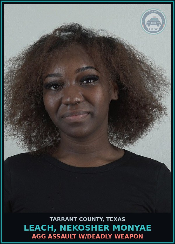 Booking mugshot of Leach, Nekosher Monyae in Tarrant County