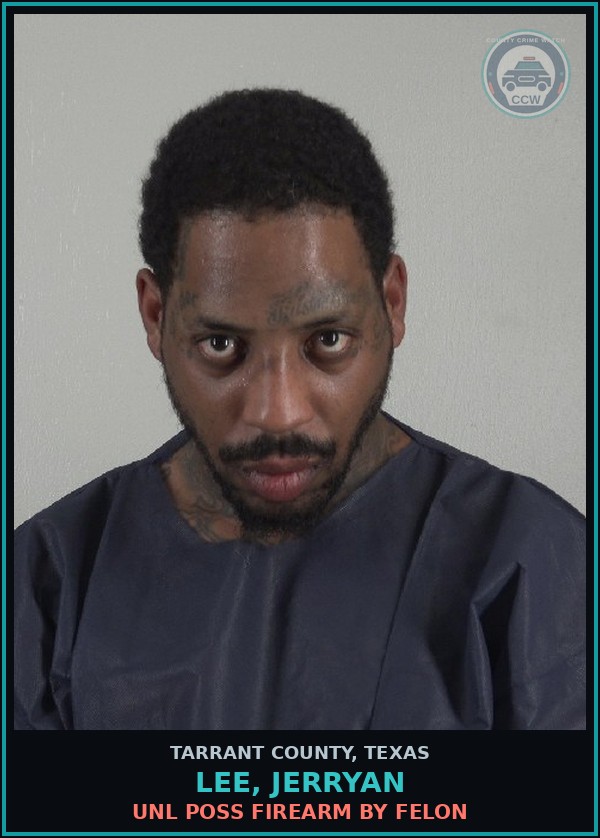 Booking mugshot of Lee, Jerryan in Tarrant County