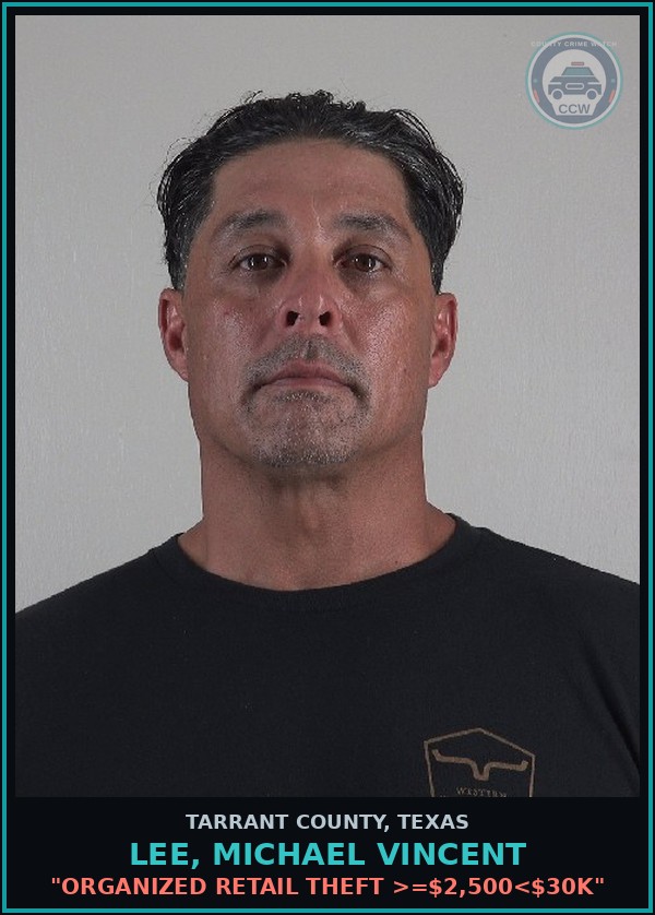 Booking mugshot of Lee, Michael Vincent in Tarrant County