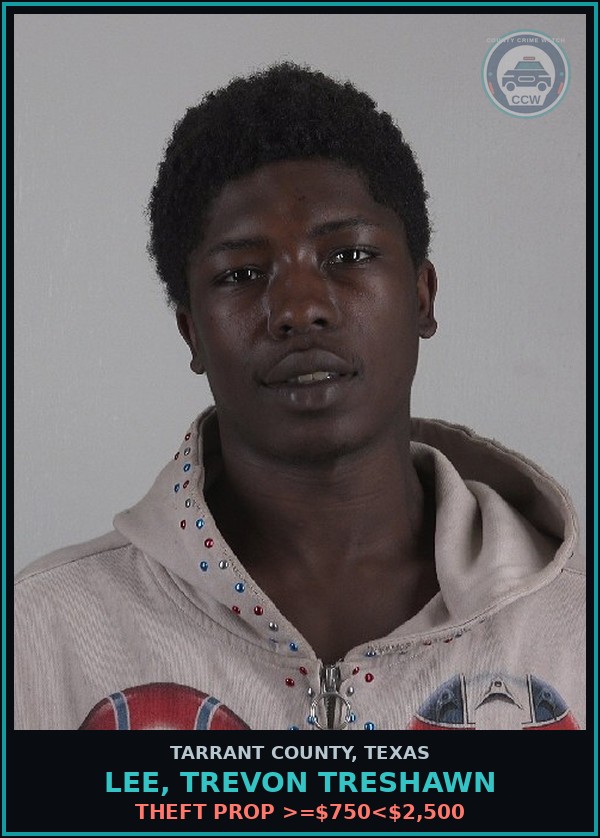 Booking mugshot of Lee, Trevon Treshawn in Tarrant County