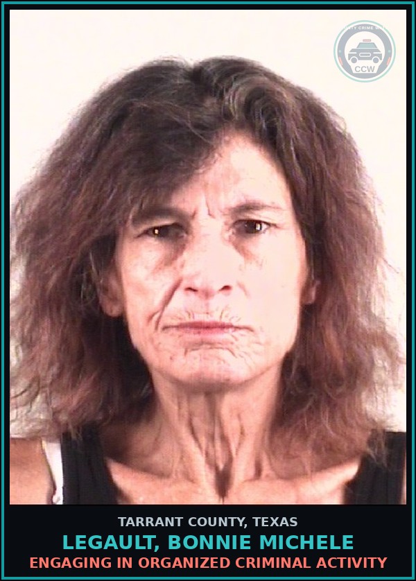 Booking mugshot of Legault, Bonnie Michele in Tarrant County
