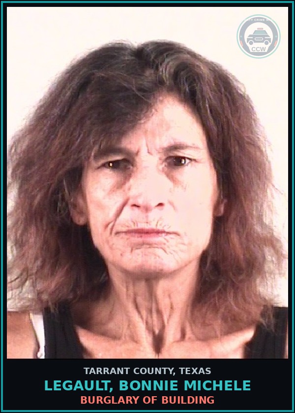 Booking mugshot of Legault, Bonnie Michele in Tarrant County