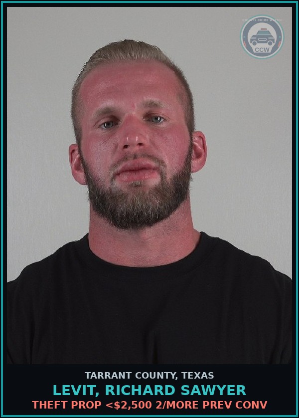 Booking mugshot of Levit, Richard Sawyer in Tarrant County