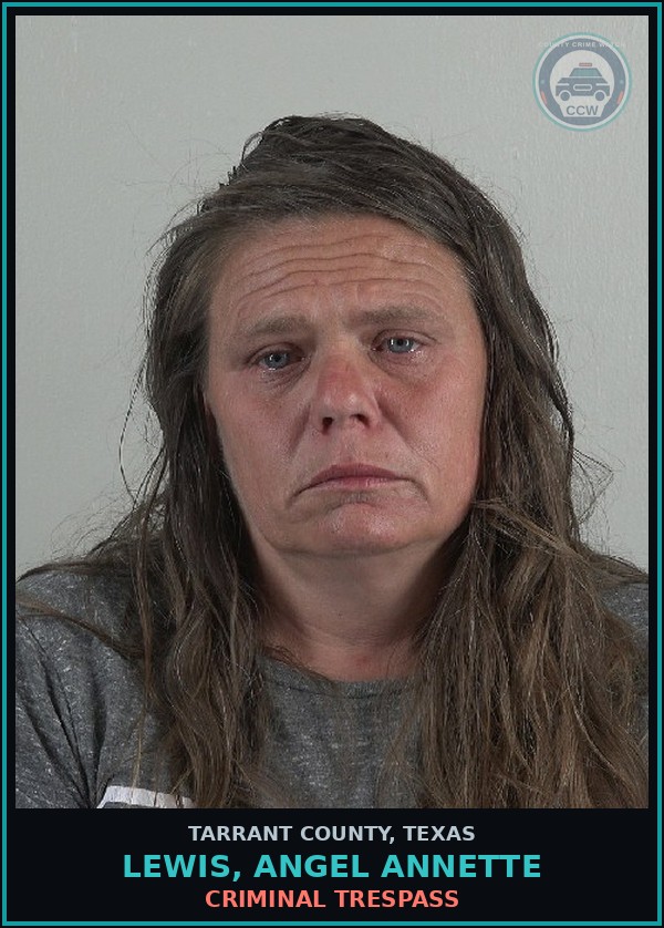 Booking mugshot of Lewis, Angel Annette in Tarrant County