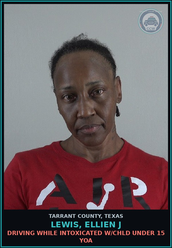 Booking mugshot of Lewis, Ellien J in Tarrant County