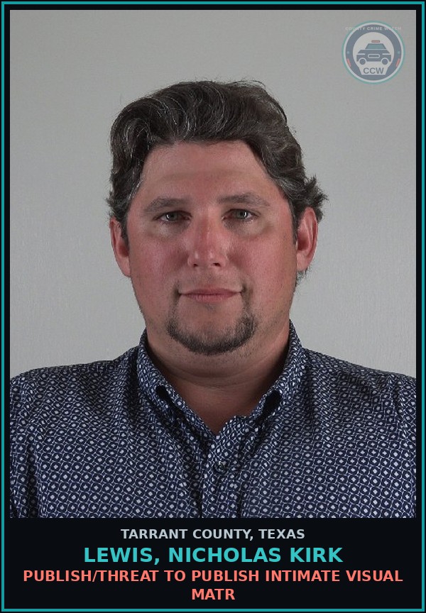 Booking mugshot of Lewis, Nicholas Kirk in Tarrant County