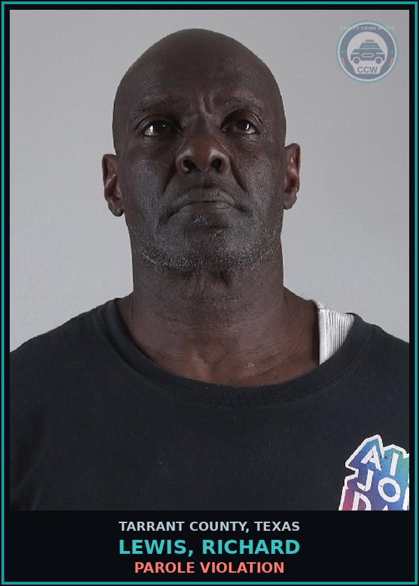 Booking mugshot of Lewis, Richard in Tarrant County