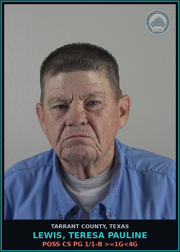 Booking mugshot of Lewis, Teresa Pauline in Tarrant County