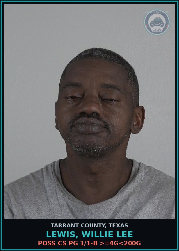 Booking mugshot of Lewis, Willie Lee in Tarrant County