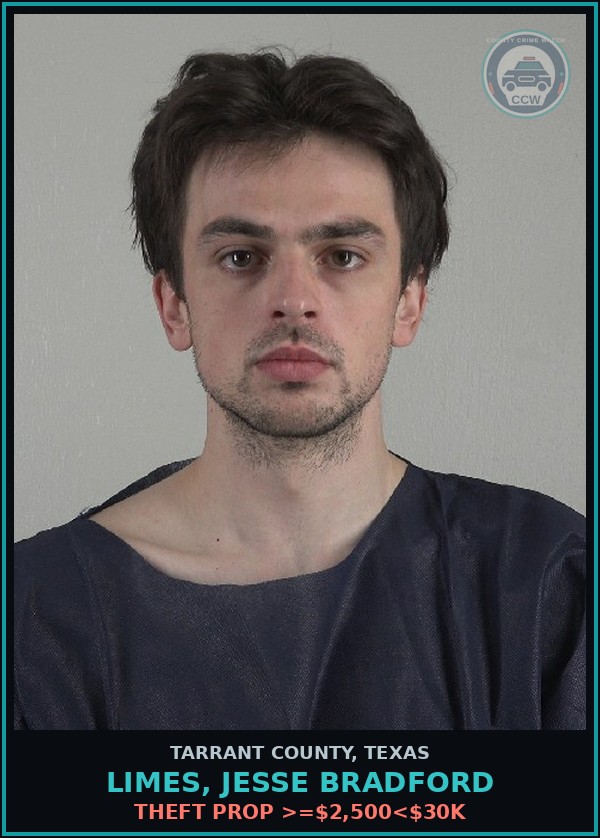 Booking mugshot of Limes, Jesse Bradford in Tarrant County