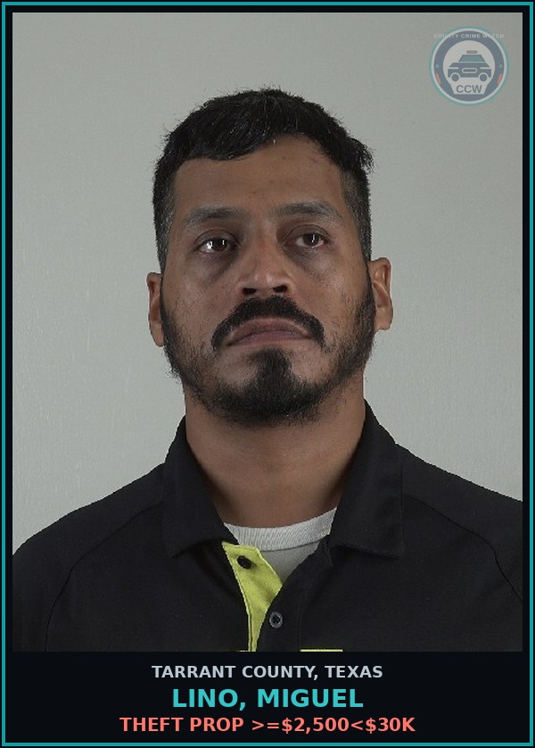 Booking mugshot of Lino, Miguel in Tarrant County