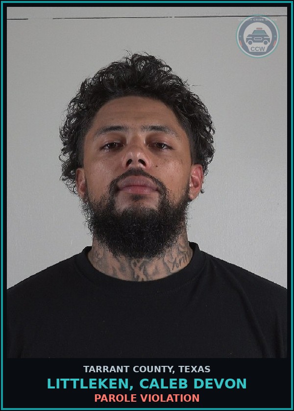 Booking mugshot of Littleken, Caleb Devon in Tarrant County