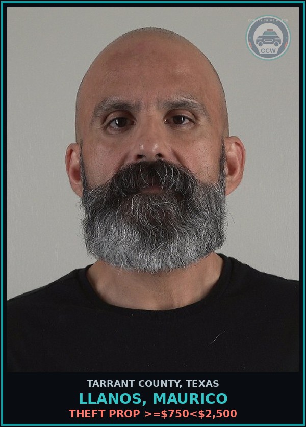 Booking mugshot of Llanos, Maurico in Tarrant County