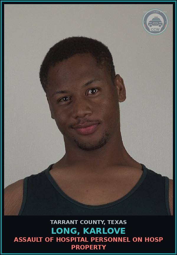 Booking mugshot of Long, Karlove in Tarrant County