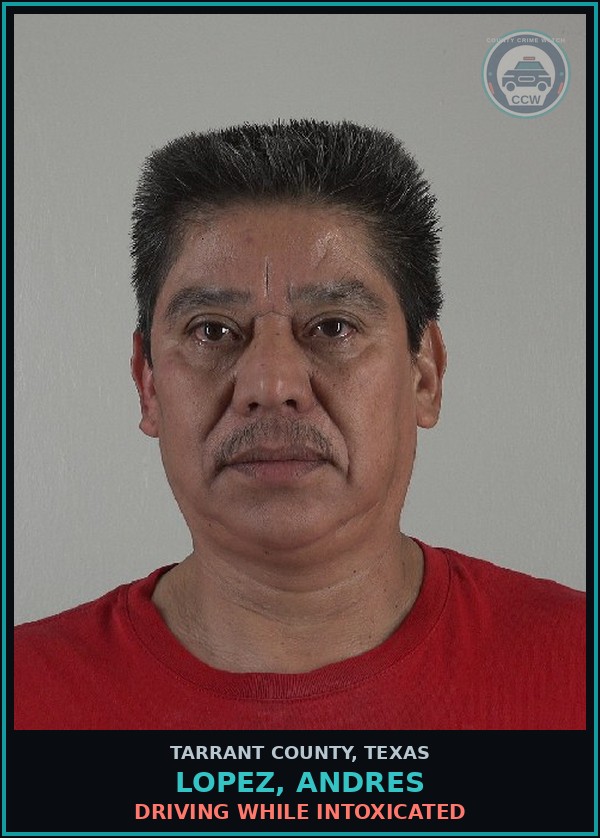 Booking mugshot of Lopez, Andres in Tarrant County