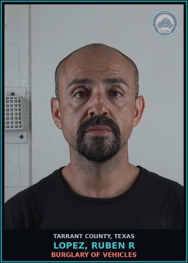 Booking mugshot of Lopez, Ruben R in Tarrant County
