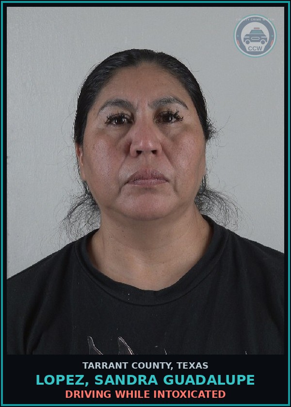 Booking mugshot of Lopez, Sandra Guadalupe in Tarrant County