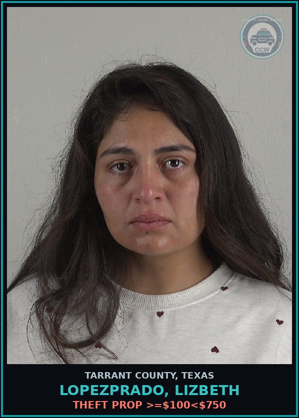 Booking mugshot of Lopezprado, Lizbeth in Tarrant County