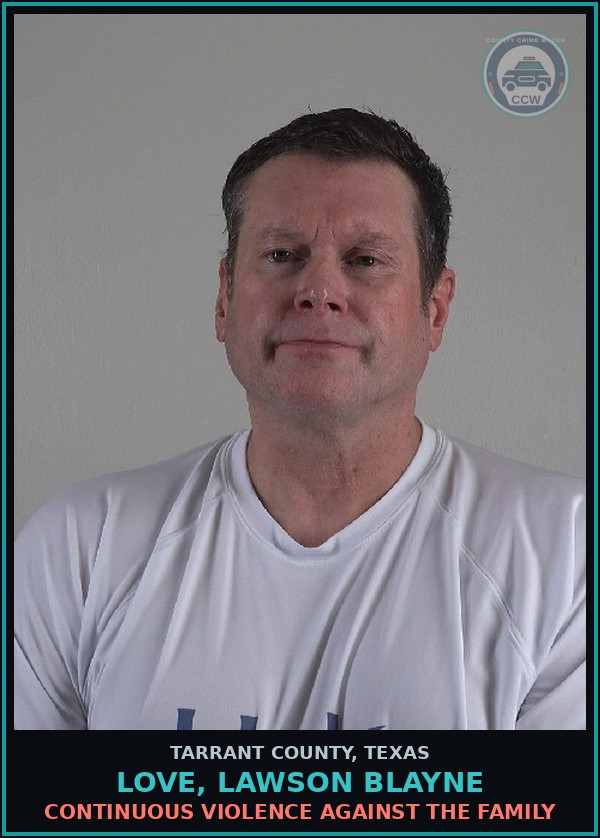 Booking mugshot of Love, Lawson Blayne in Tarrant County