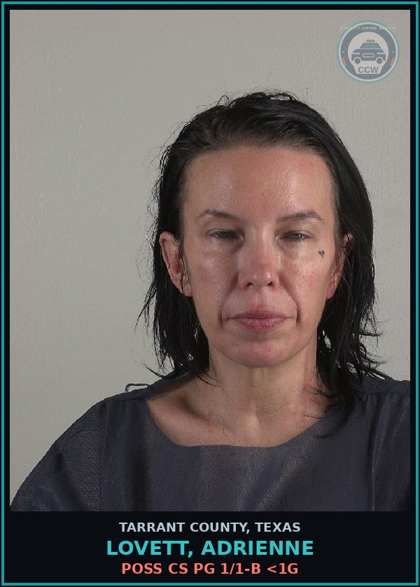 Booking mugshot of Lovett, Adrienne in Tarrant County