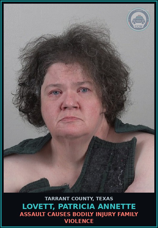 Booking mugshot of Lovett, Patricia Annette in Tarrant County