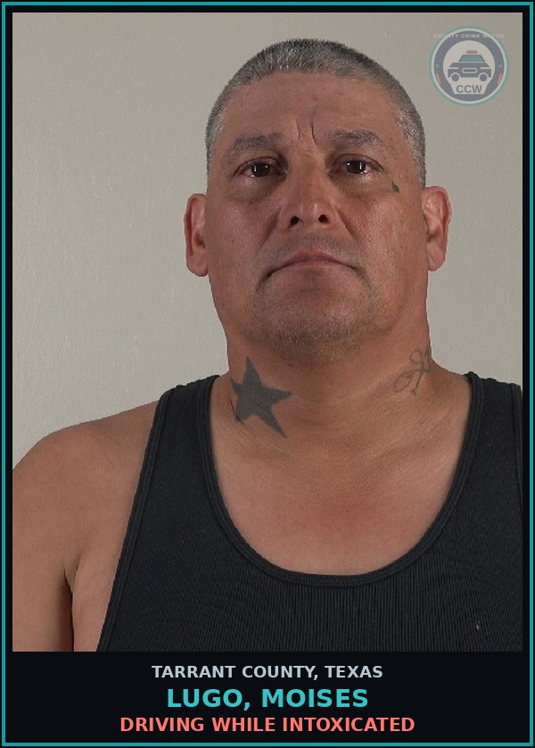 Booking mugshot of Lugo, Moises in Tarrant County