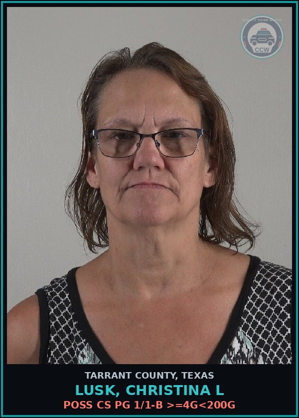 Booking mugshot of Lusk, Christina L in Tarrant County