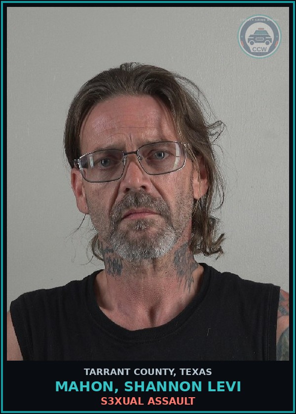 Booking mugshot of Mahon, Shannon Levi in Tarrant County