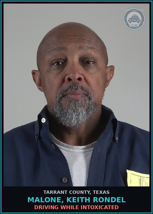 Booking mugshot of Malone, Keith Rondel in Tarrant County