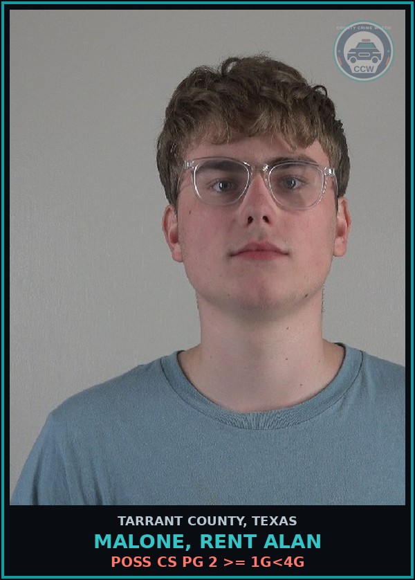 Booking mugshot of Malone, Rent Alan in Tarrant County