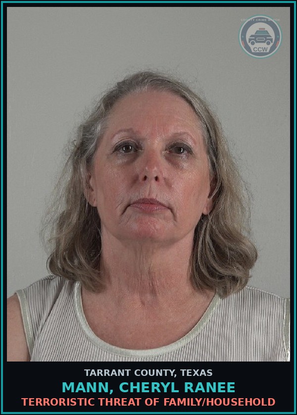 Booking mugshot of Mann, Cheryl Ranee in Tarrant County