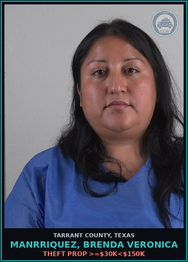 Booking mugshot of Manrriquez, Brenda Veronica in Tarrant County
